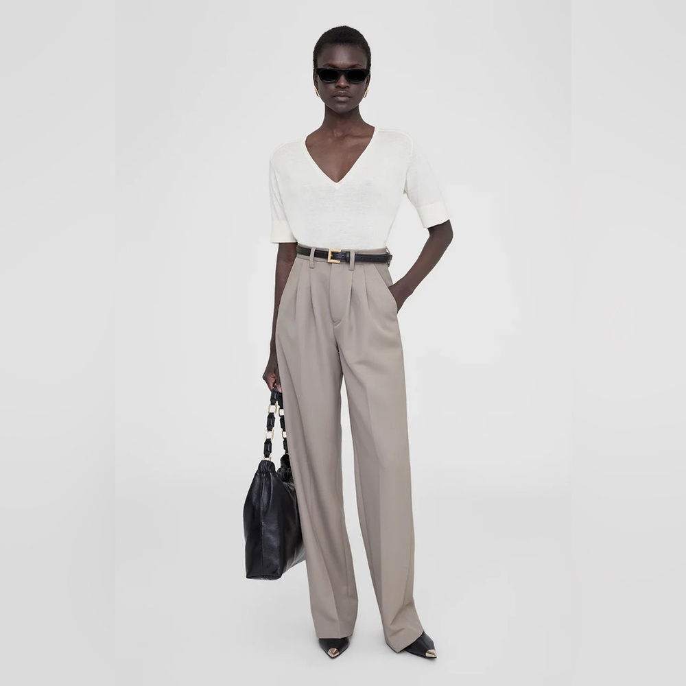 NWT Anine Bing Carrie trouser pants in taupe size 32